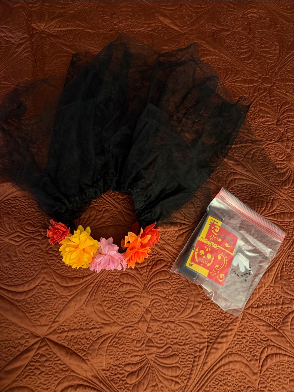 Kids Black Tulle Floral Headband Costume Accessory
